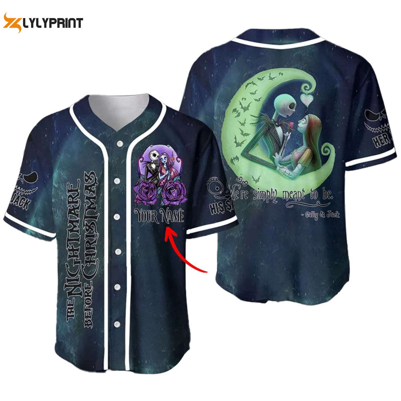Personalized Jack & Sally We’re Simply Meant To Be Baseball Jersey - Gift for Men Women - Gift for Men Women - lylyprint.com