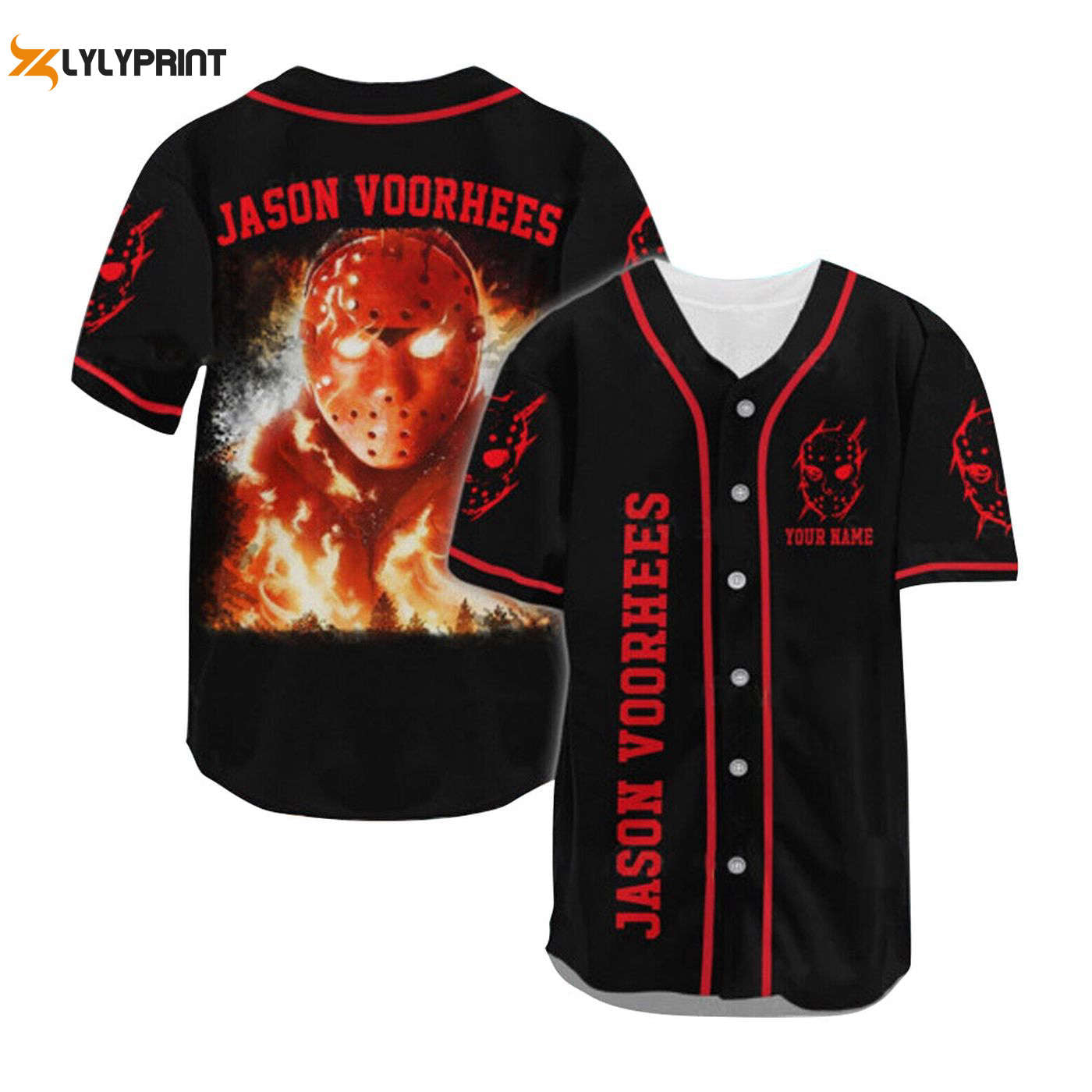 Personalized Jason Voorhees Fire Baseball Jersey - Gift for Men Women - Gift for Men Women - lylyprint.com