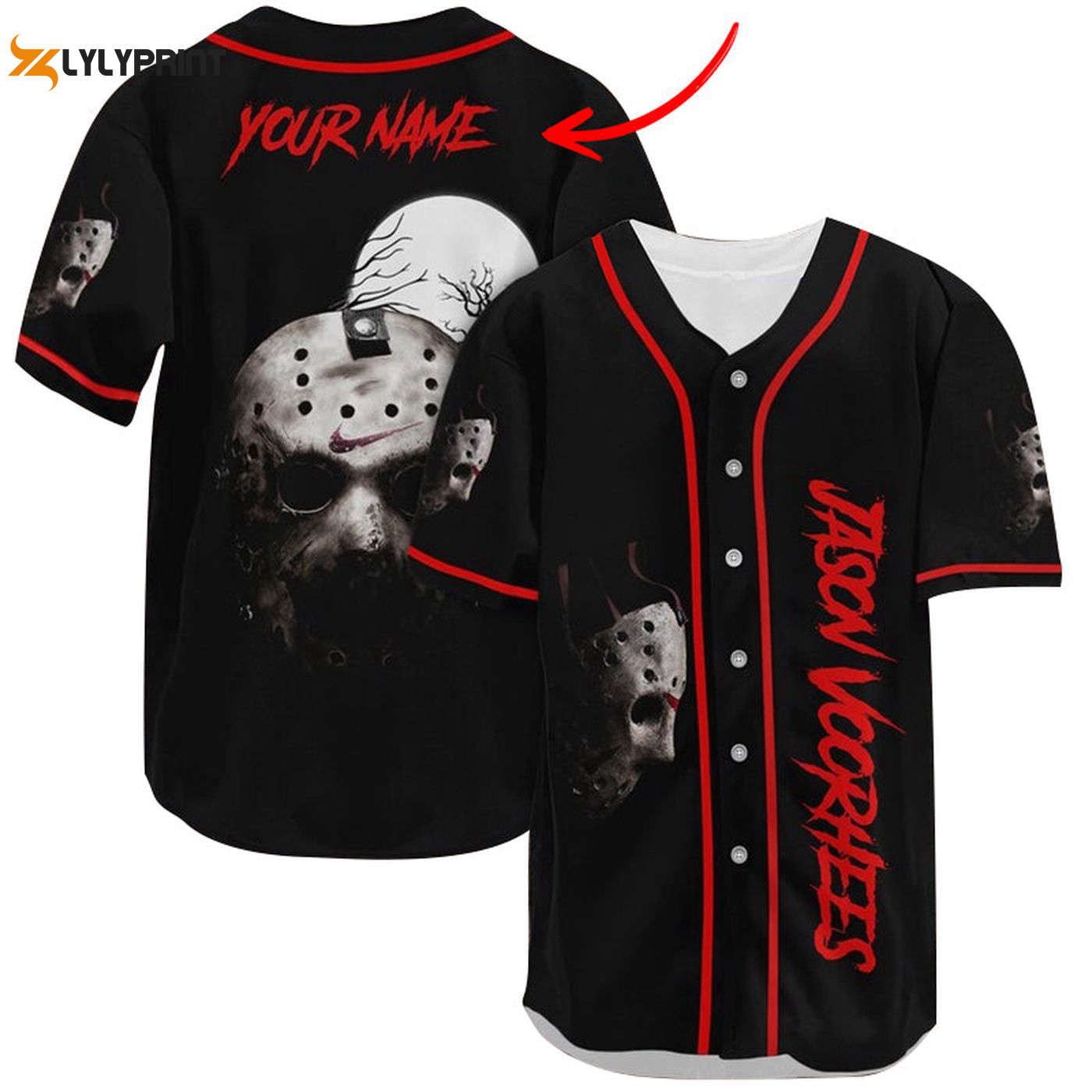 Personalized Jason Voorhees Moonlight Baseball Jersey - Gift for Men Women - Gift for Men Women - lylyprint.com