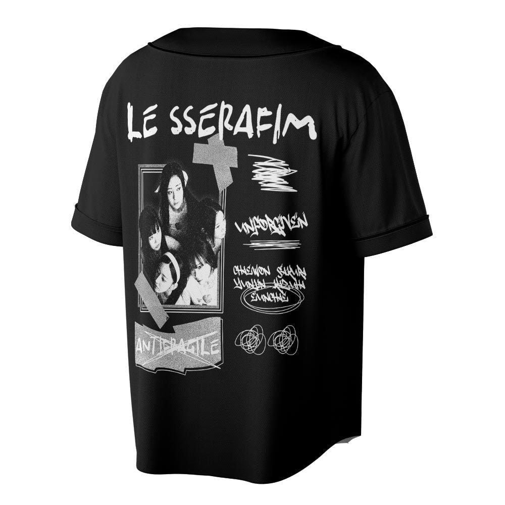Personalized Name Le Sserafim Kpop Jersey Baseball, Kpop Baseball Jersey For Men Women - lylyprint.com