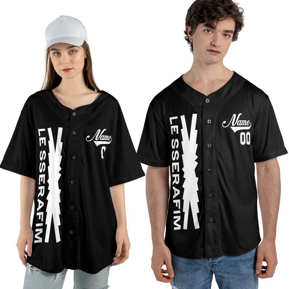 Personalized Name Le Sserafim Kpop Jersey Baseball, Kpop Baseball Jersey For Men Women - lylyprint.com