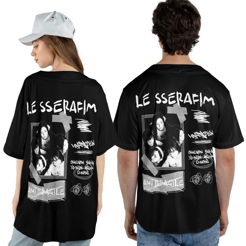 Personalized Name Le Sserafim Kpop Jersey Baseball, Kpop Baseball Jersey For Men Women - lylyprint.com
