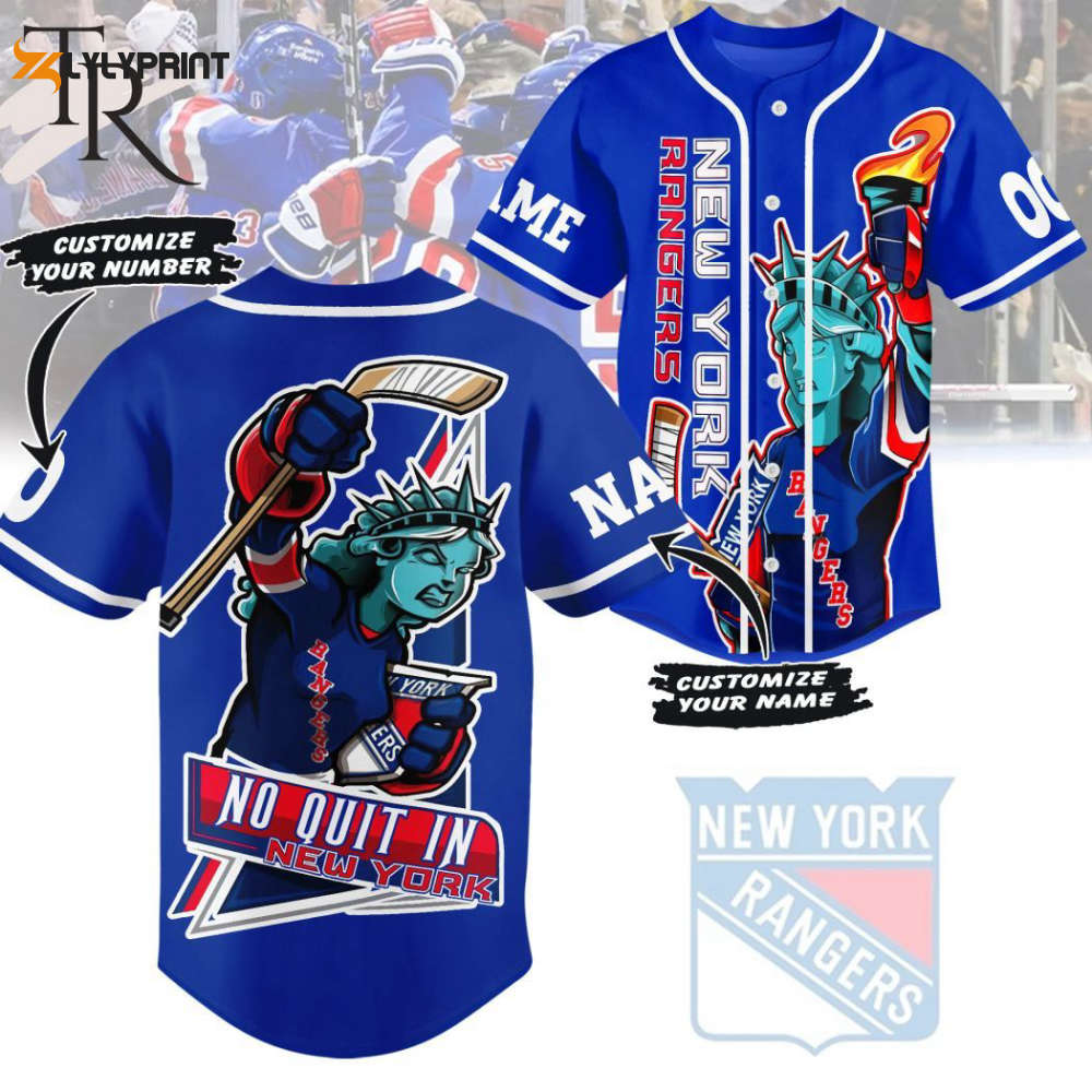 Personalized New York Rangers Baseball Jersey Custom For Fans BJ0072 - lylyprint.com