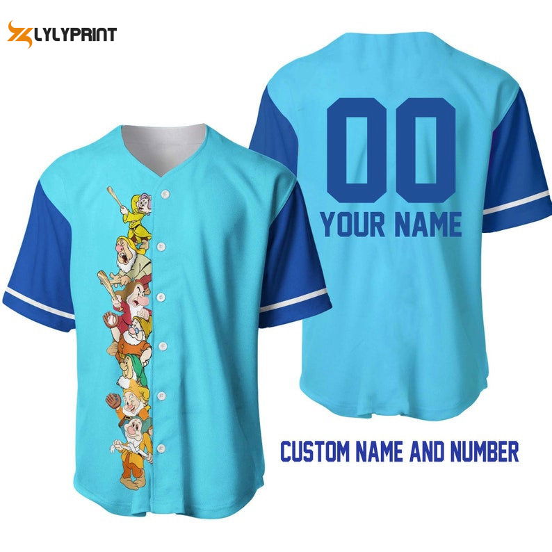 Personalized Seven Dwarfs Snow White All Over Print Baseball Jersey - lylyprint.com