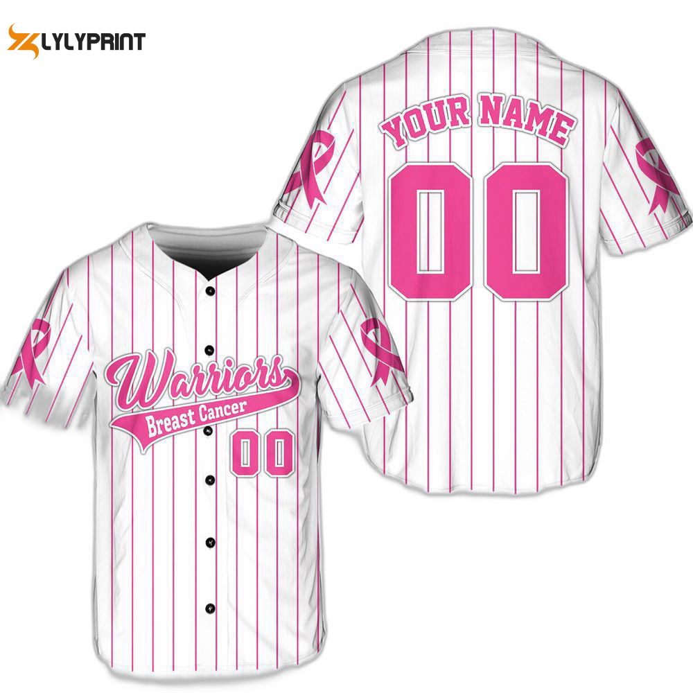 Personalized Warriors Breast Cancer Team Name And Number Baseball Jersey For Men Women - lylyprint.com