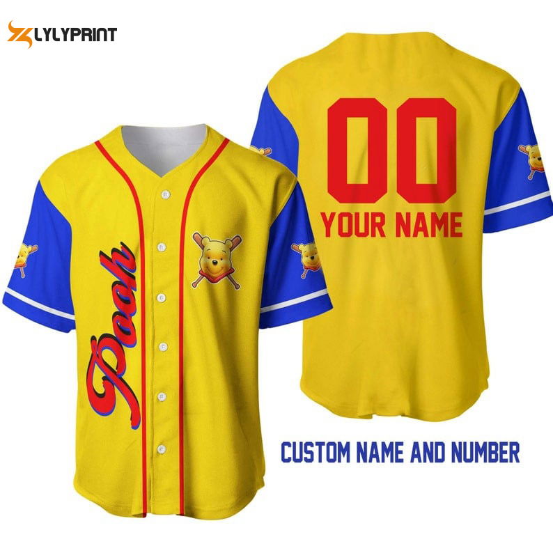 Personalized Winnie The Pooh All Over Print Baseball Jersey - lylyprint.com