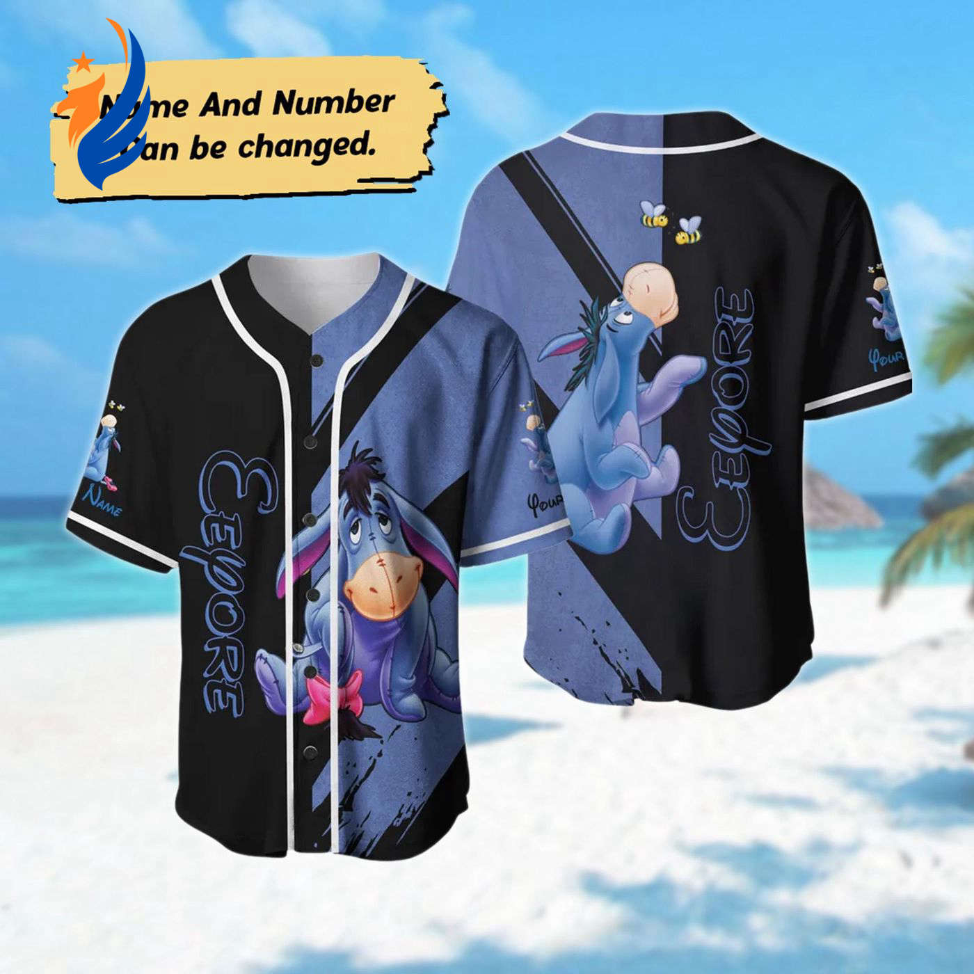 Custom Winnie The Pooh Baseball Shirt: Eeyore Character Jersey Basketball Style Perfect Birthday Gift - Bafud