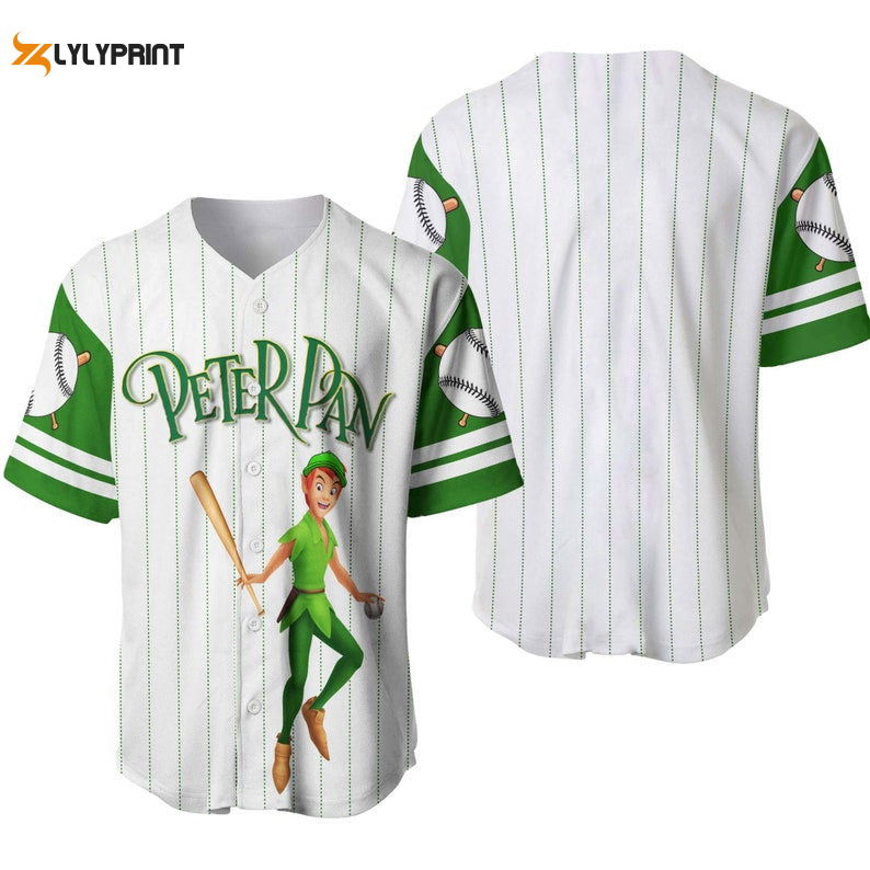 Peter Pan All Over Print Pinstripe Baseball Jersey - Gift for Men Women - lylyprint.com