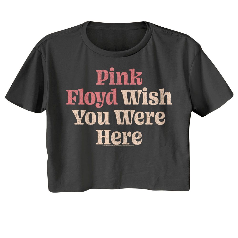 Pink Floyd - Wish You Were Here Text Womens Crop Tee