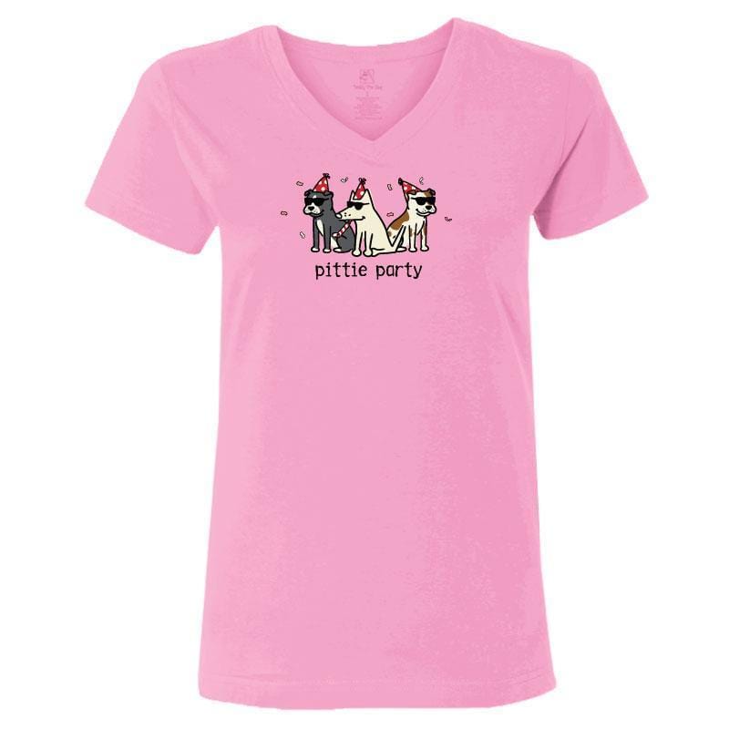 Pittie Party - Ladies T-Shirt V-Neck