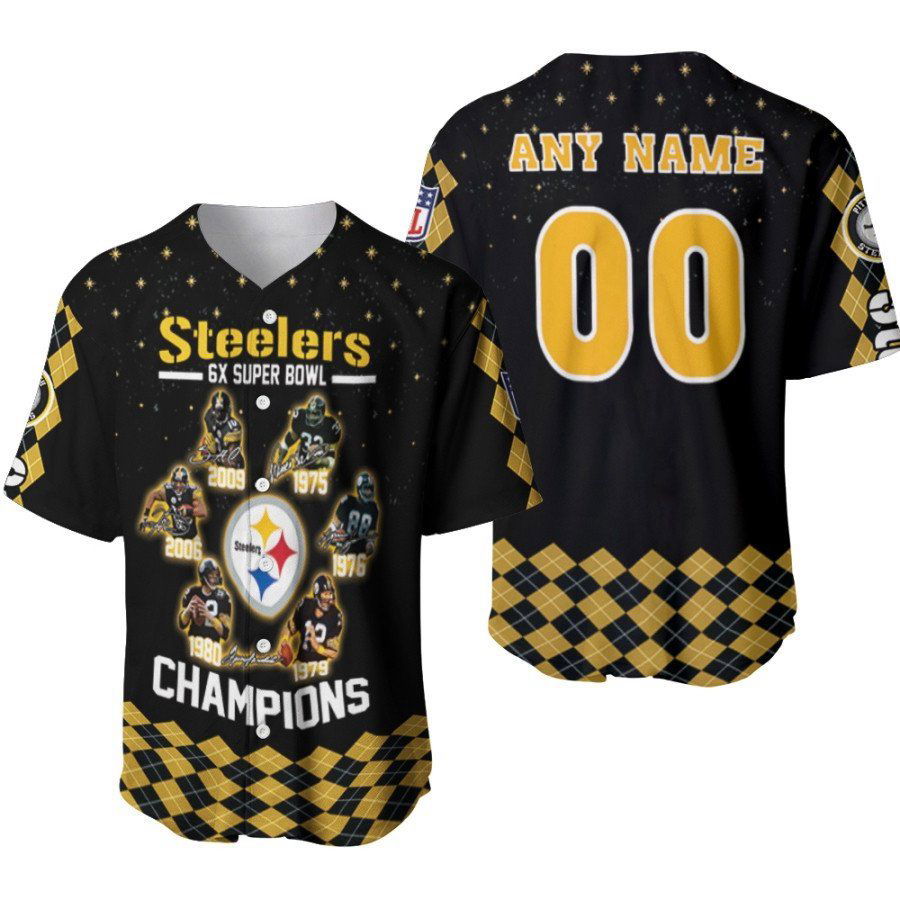 Pittsburgh Steelers 6-Time Champions Legends Allover Baseball Jersey - Customizable Name & Number Perfect Gift for Steelers Fans - lylyprint.com