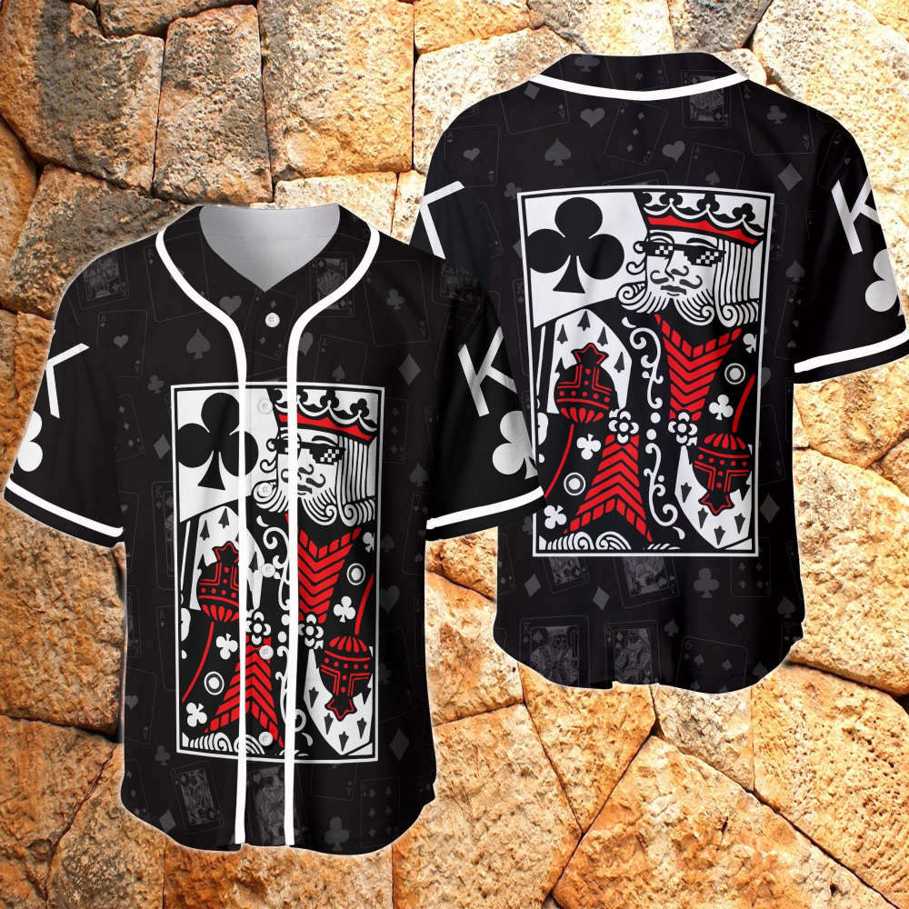 Poker King Card Casino Baseball Jersey - Stylish & Lucky Casino-themed Apparel - Aopprinter
