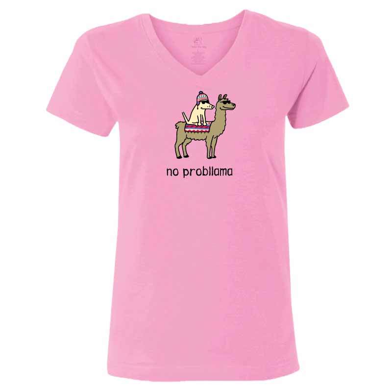 No Probllama  - Ladies T-Shirt V-Neck