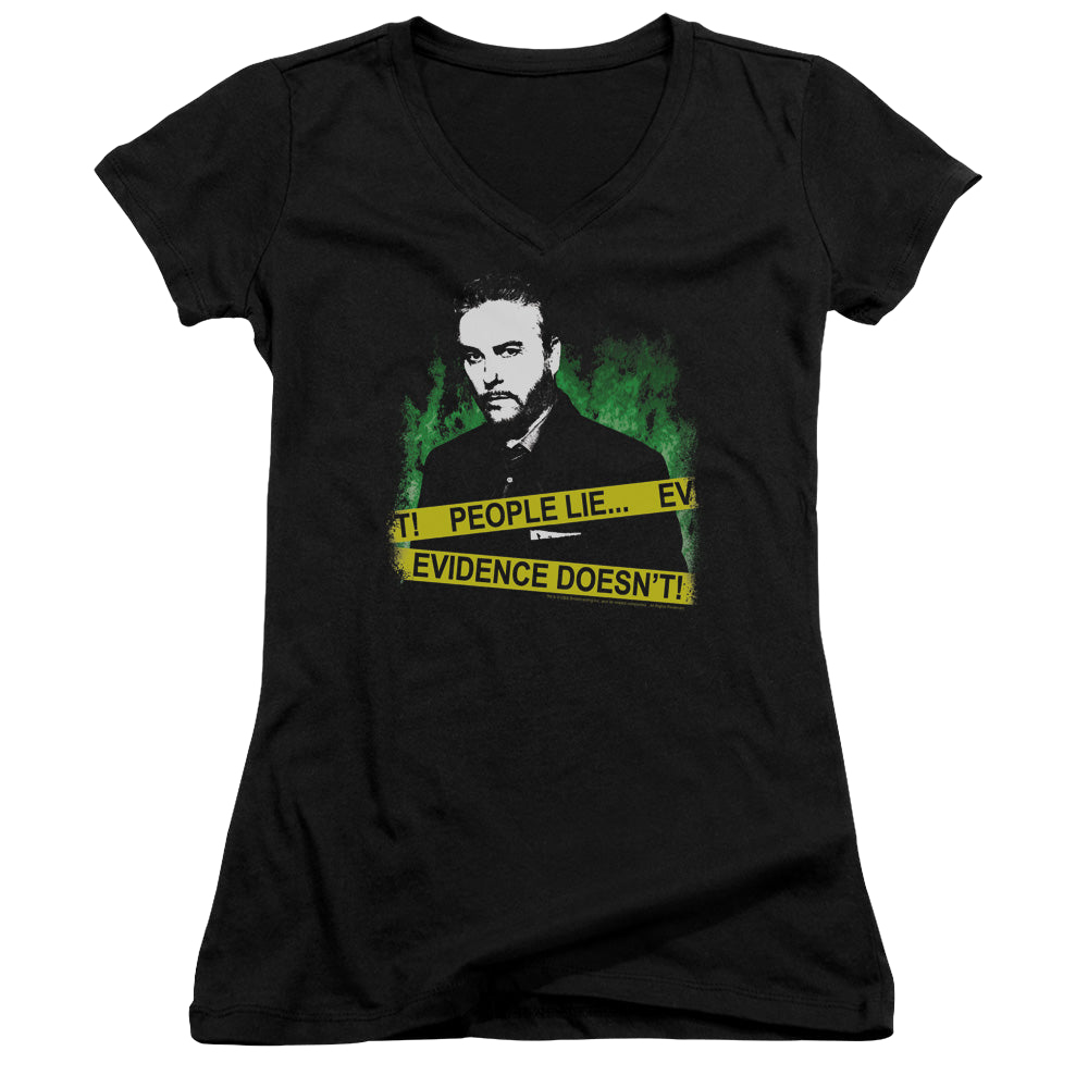 CSI People Lie - Juniors V-Neck T-Shirt