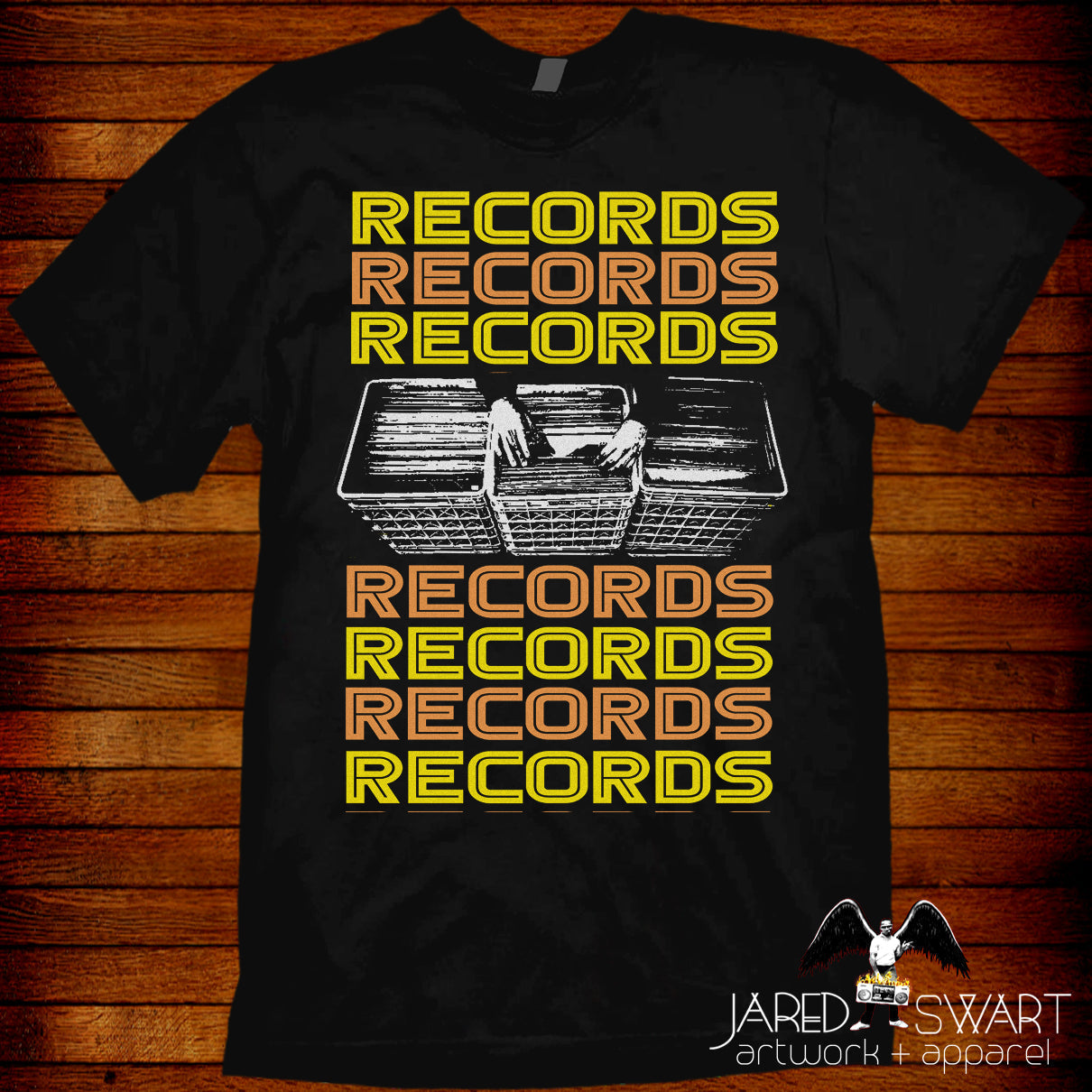 Record Collector T-shirt Vinyl Junkie crates retro style 70s