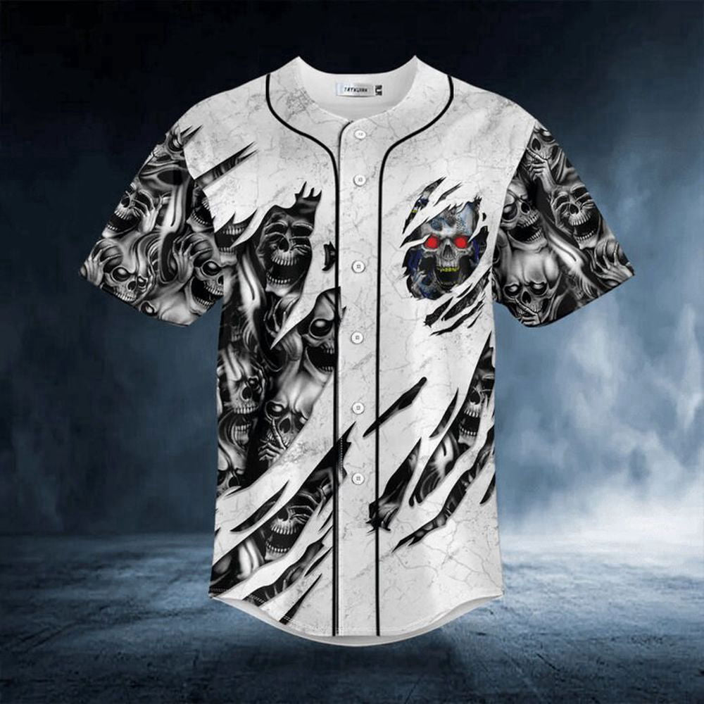 Red Eyes Skull Baseball Jersey For Men Women, Men's Baseball Jersey For Men Women - lylyprint.com
