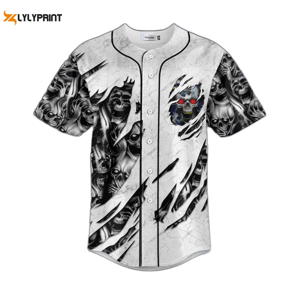 Red Eyes Skull Baseball Jersey For Men Women, Men's Baseball Jersey For Men Women - lylyprint.com