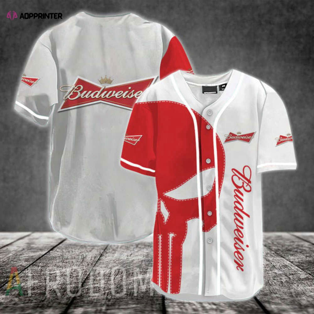 Red Skull Budweiser Beer Baseball Jersey - Aopprinter
