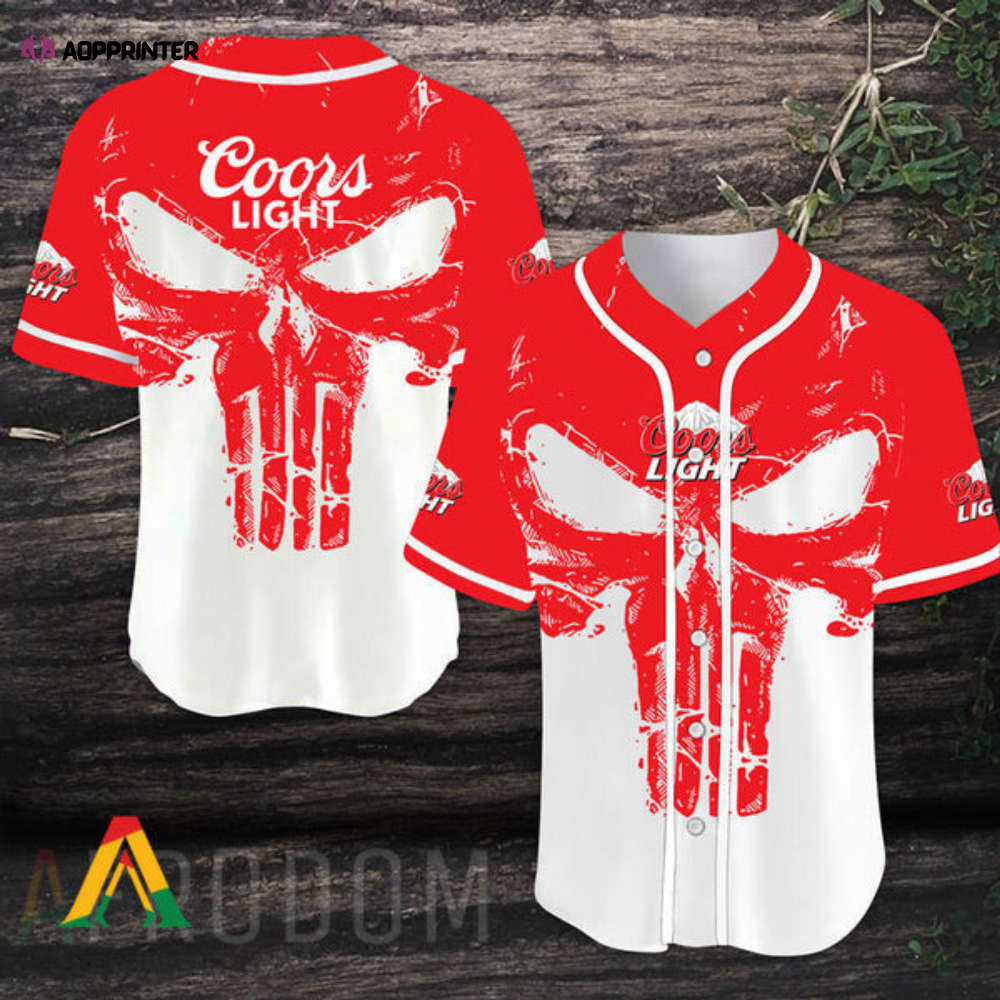 Retro Skull Coors Light Beer Baseball Jersey - Aopprinter