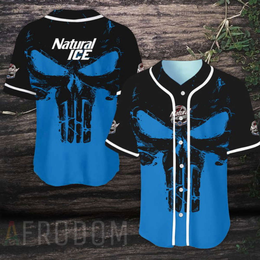 Retro Skull Natural Ice Baseball Jersey - Aopprinter