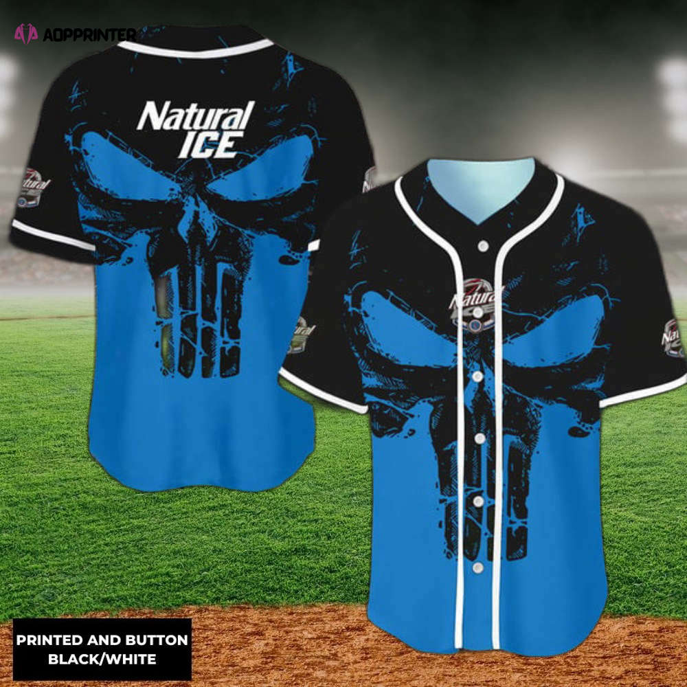 Retro Skull Natural Ice Baseball Jersey - Aopprinter
