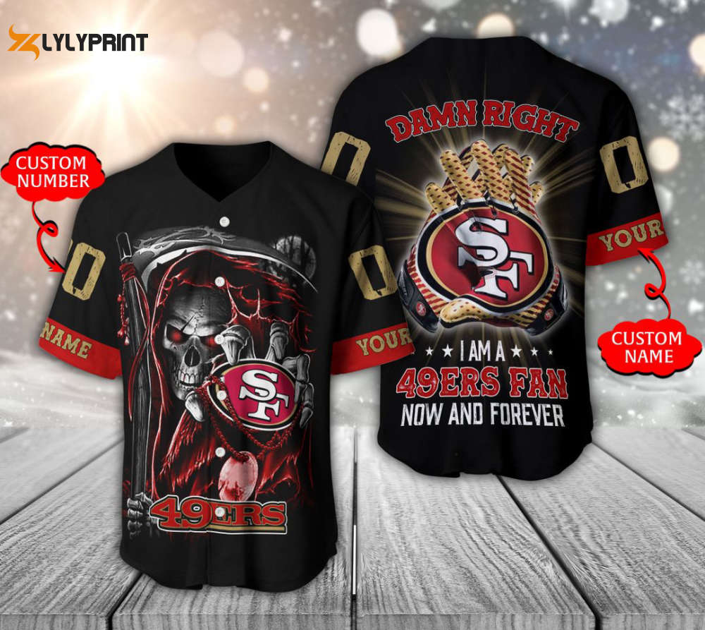 San Francisco 49ers Baseball Jersey Personalized Skull Damn Right Gift For Men Women - lylyprint.com