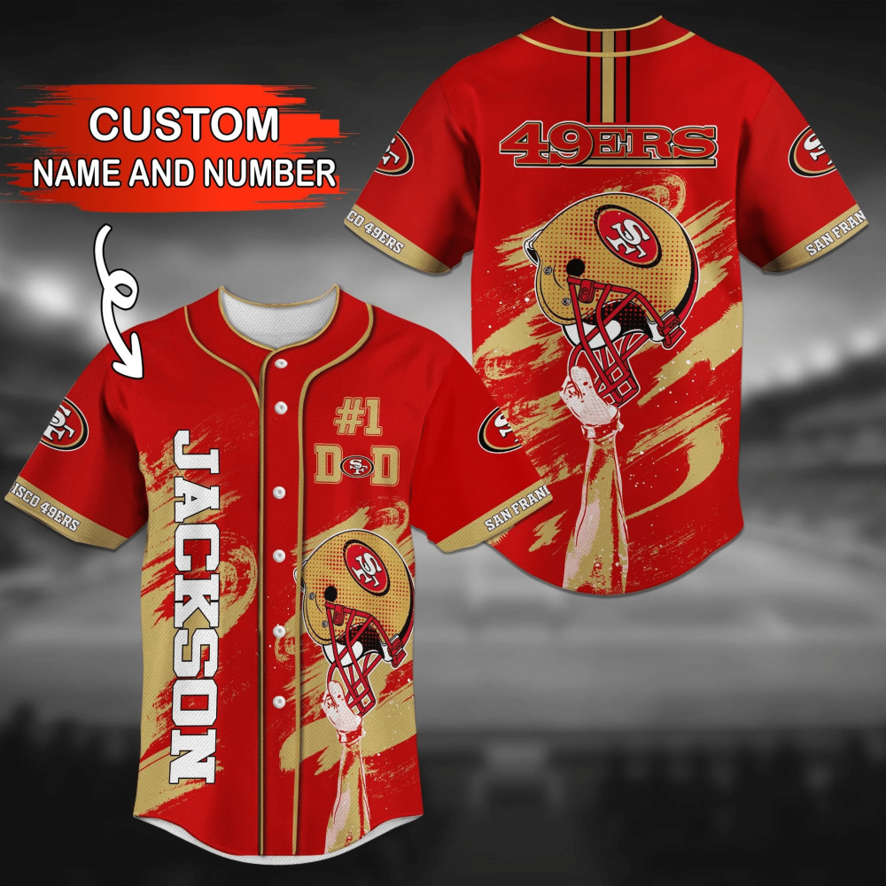 San Francisco 49ers Personalized Baseball Jersey Shirt with Name FVJ - Aopprinter