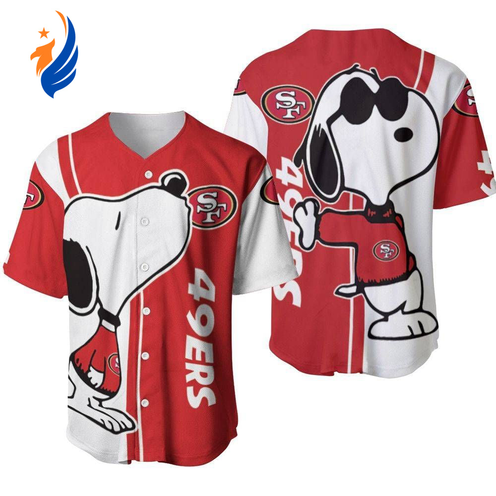 San Francisco 49ers snoopy lover Printed Baseball Jersey - Gift for Men Women- Gift for Women Men - Bafud