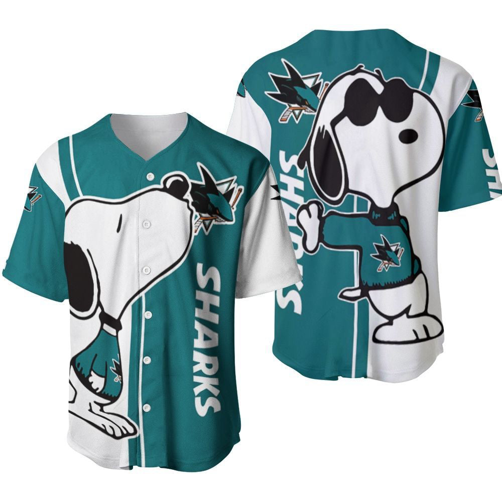San Jose Sharks snoopy lover Printed Baseball Jersey - Gift for Women Men - Bafud