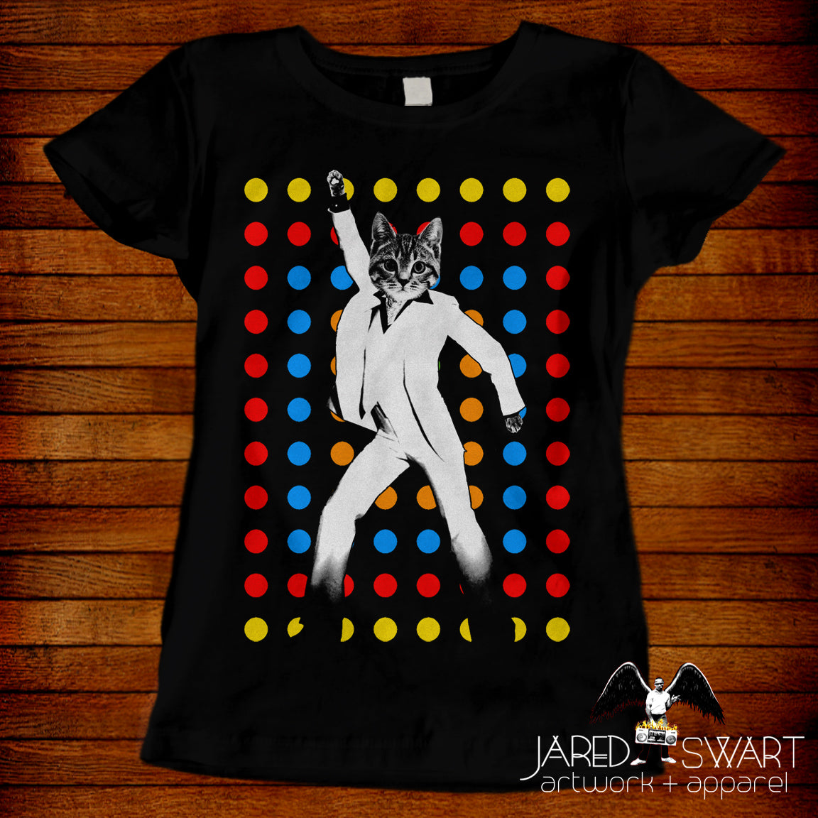 Cat World parody T-shirt Caturday Night Fever