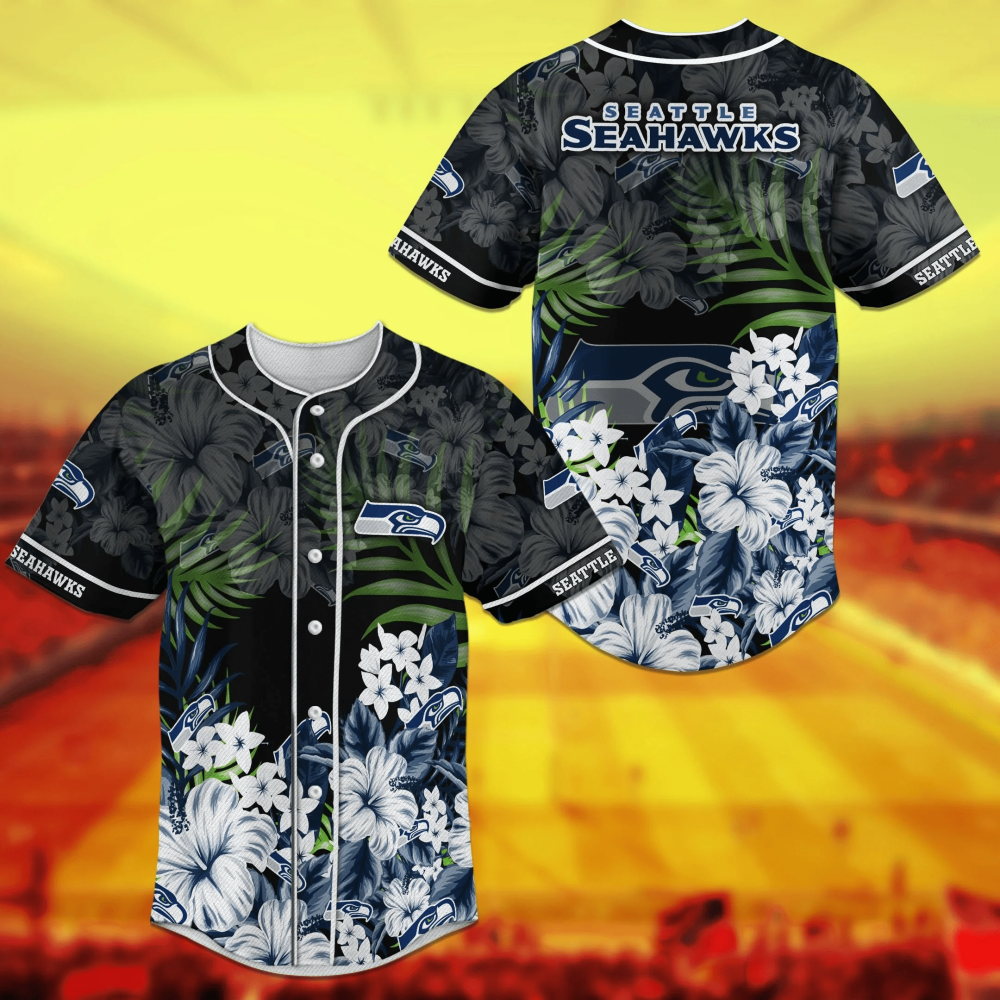Seattle Seahawks Fan Apparel Baseball Jersey Shirt in Team Colors - Aopprinter