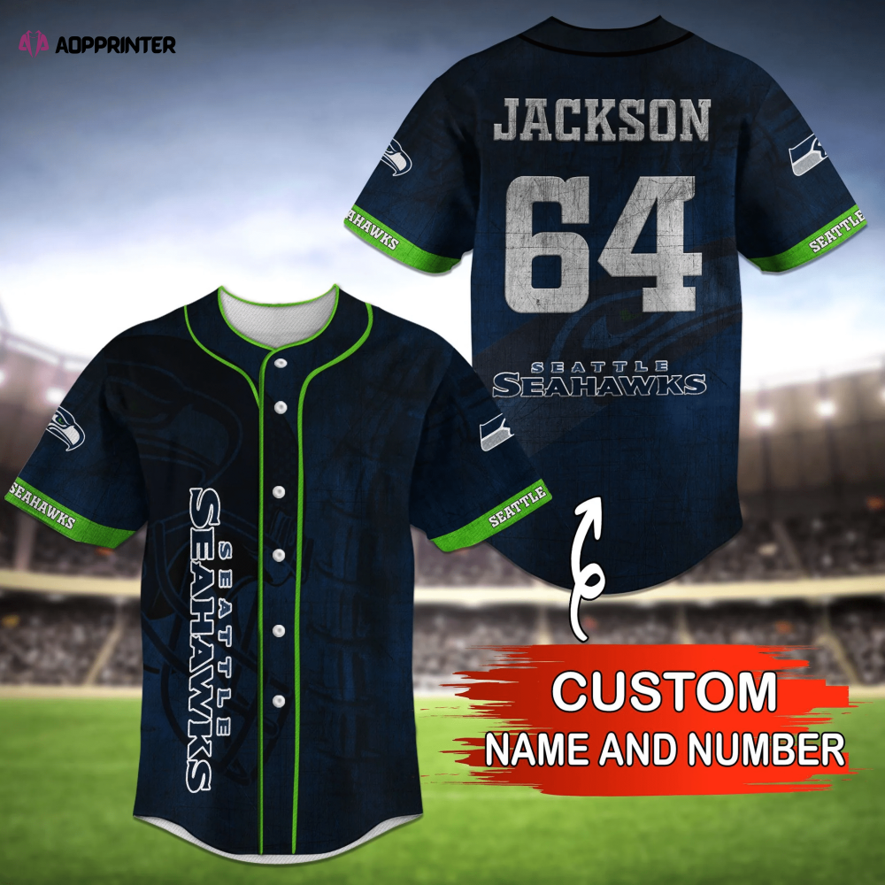 Seattle Seahawks Fan Apparel with Personalized Name Baseball Jersey Shirt - Aopprinter