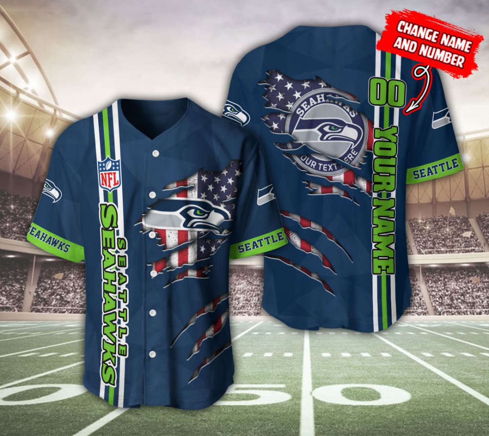 Seattle Seahawks Personalized Baseball Jersey Fan Gifts - lylyprint.com