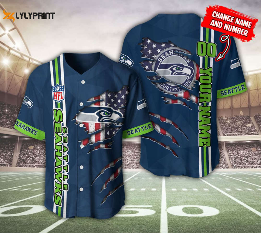 Seattle Seahawks Personalized Baseball Jersey Fan Gifts - lylyprint.com