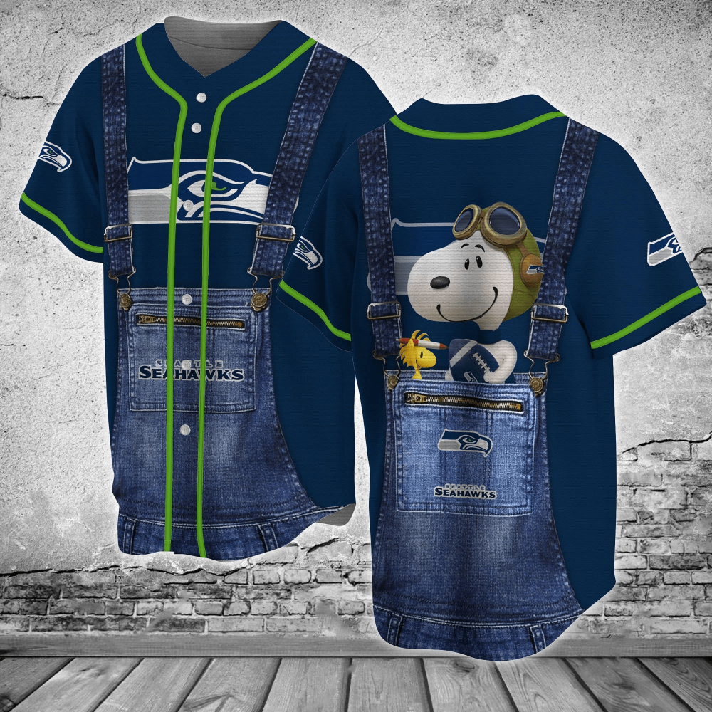 Seattle Seahawks Snoopy Fan Baseball Jersey Shirt - Gift for Women Men - Bafud