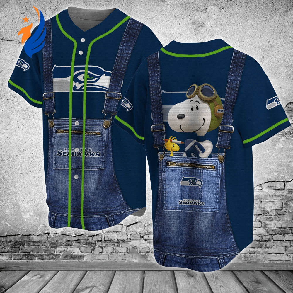 Seattle Seahawks Snoopy Fan Baseball Jersey Shirt - Gift for Women Men - Bafud
