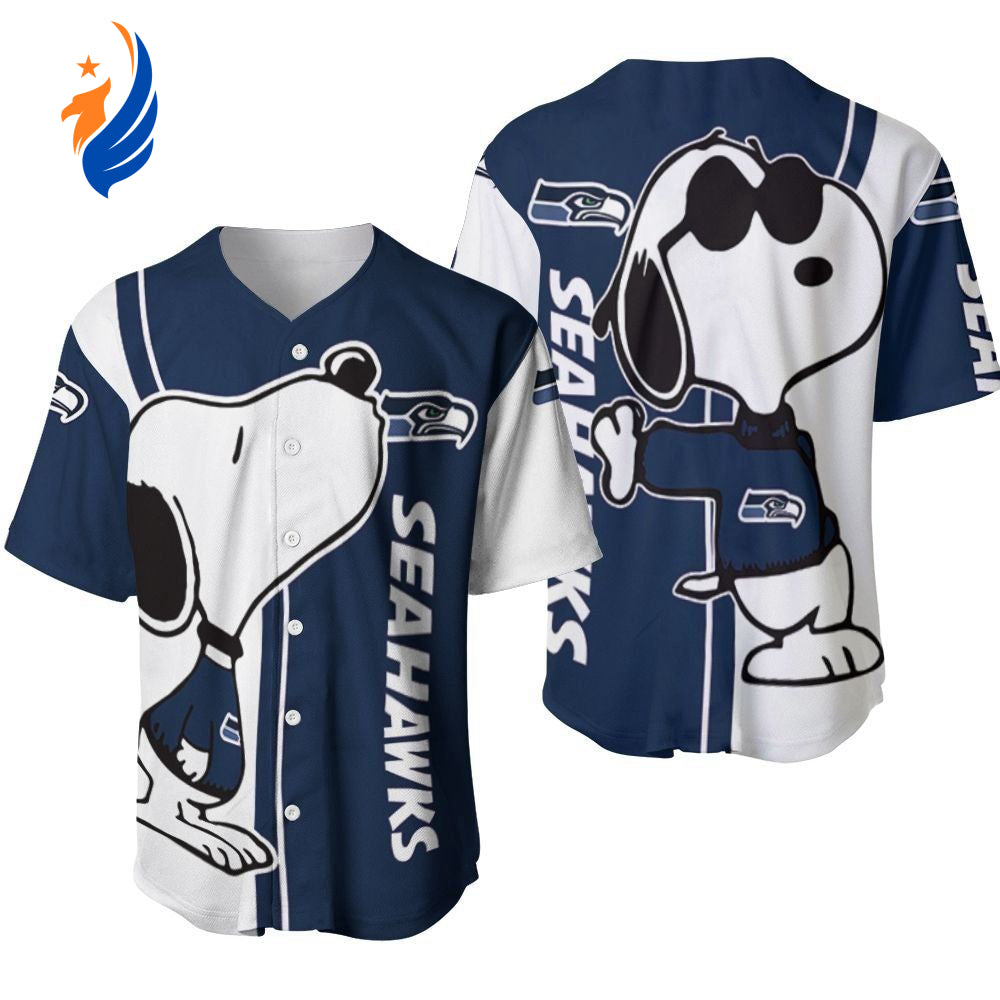 Seattle Seahawks snoopy lover Printed Baseball Jersey Gift for Men Dad - Gift for Women Men - Bafud