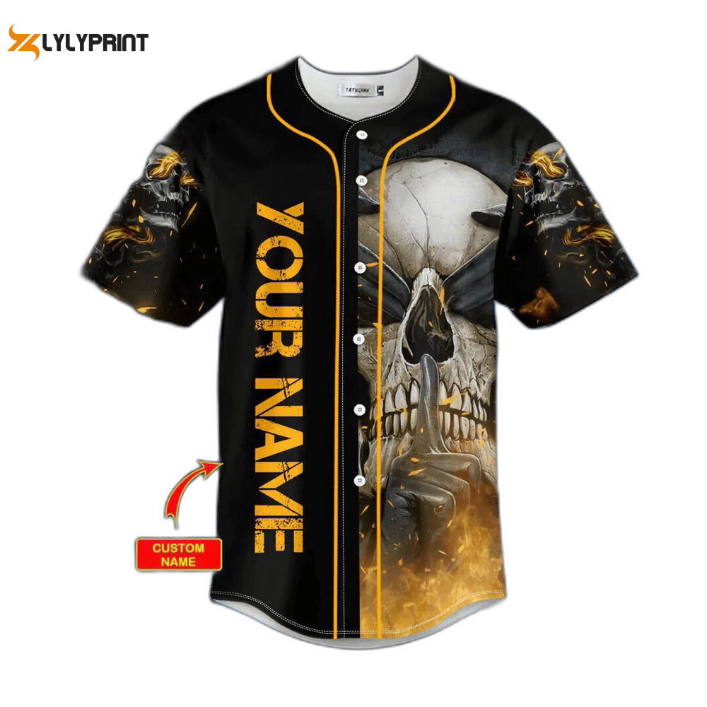 See Hear Speak No Evil Fire Skull Custom Baseball Jersey For Men Women - lylyprint.com