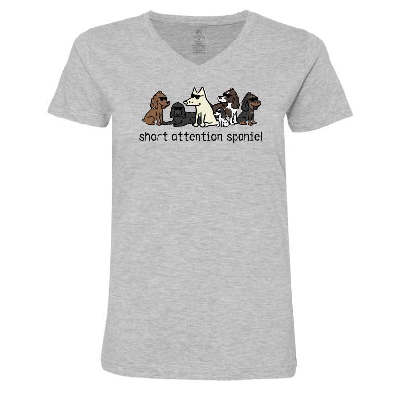 Short Attention Spaniel - Ladies T-Shirt V-Neck