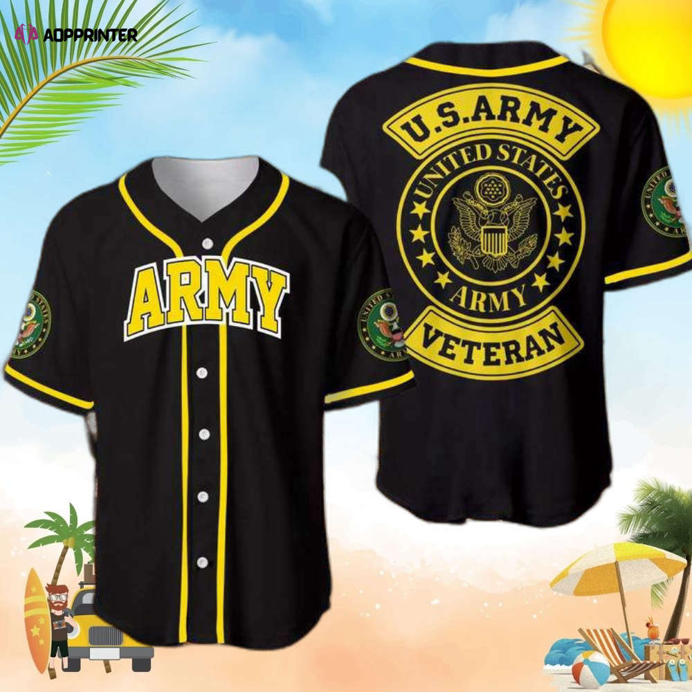 Simple Black Yellow Us Army Baseball Jersey - Aopprinter