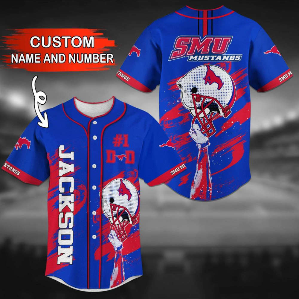 SMU Mustangs Personalized Baseball Jersey BJ0270 - lylyprint.com