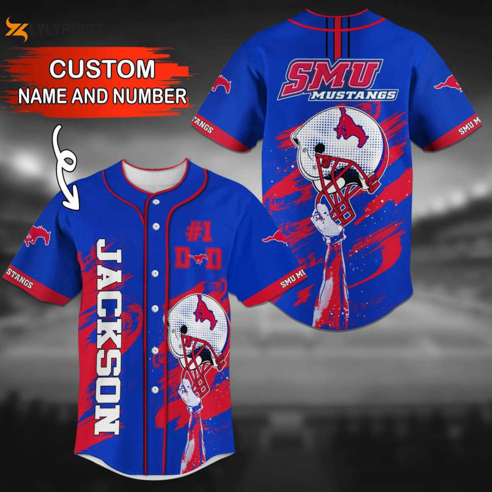 SMU Mustangs Personalized Baseball Jersey BJ0270 - lylyprint.com