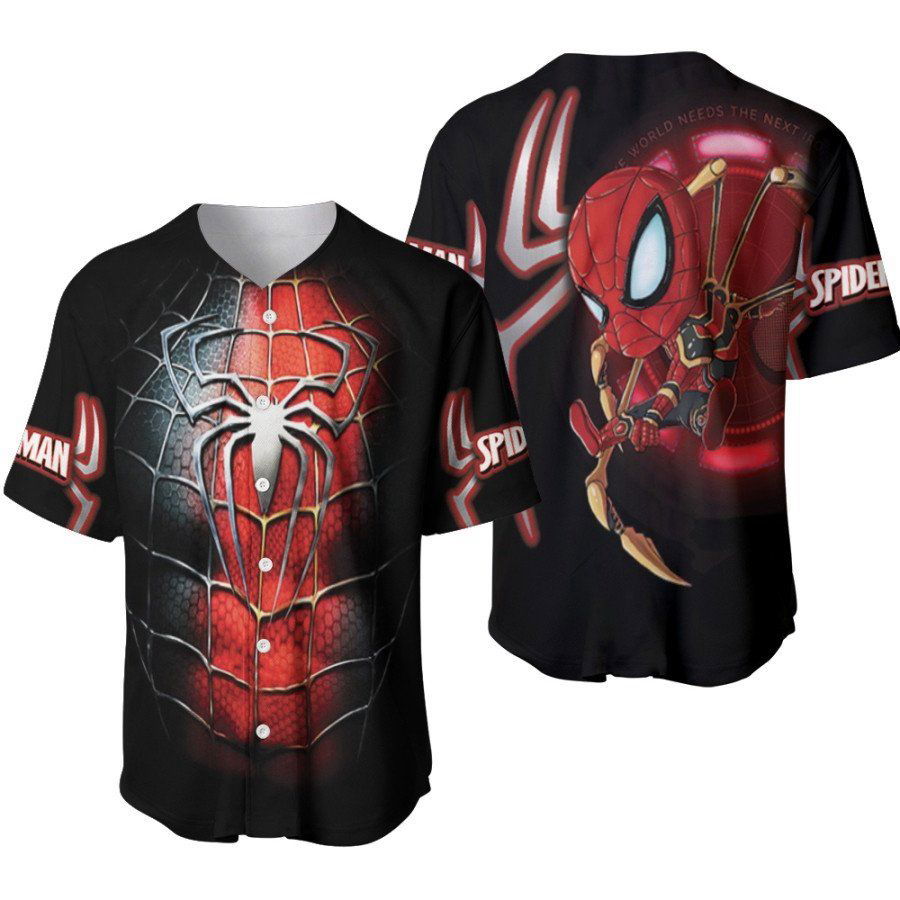 Spider Man No Way Home Iron Spider Suit Costume Chibi Version Designed Allover Gift For Spider Man Fans Baseball Jersey Gifts for Fans - lylyprint.com