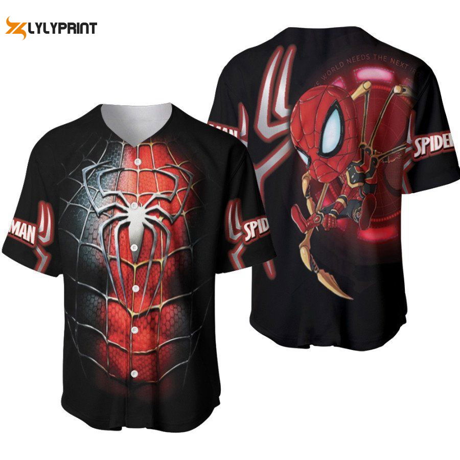 Spider Man No Way Home Iron Spider Suit Costume Chibi Version Designed Allover Gift For Spider Man Fans Baseball Jersey Gifts for Fans - lylyprint.com