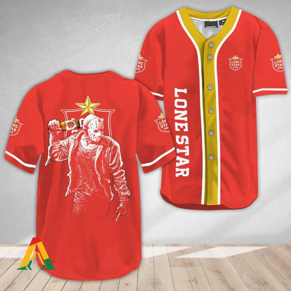 Spooky Jason Voorhees Baseball Jersey Lone Star Beer Horror-themed Apparel - Aopprinter