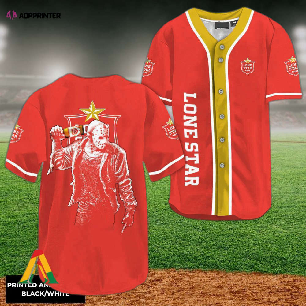 Spooky Jason Voorhees Baseball Jersey Lone Star Beer Horror-themed Apparel - Aopprinter
