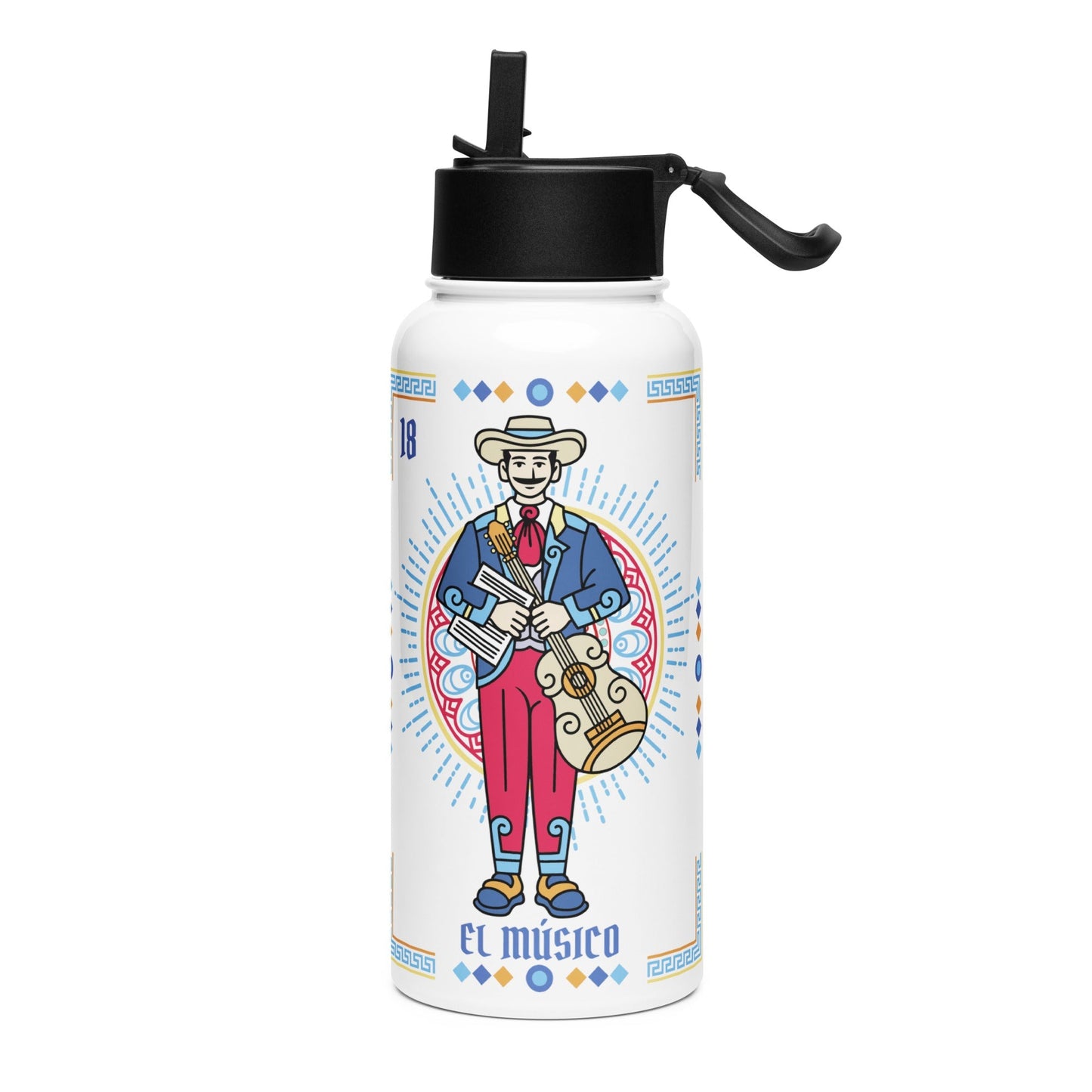 El Musico Mexican Loteria Stainless Steel Water Bottle 32oz