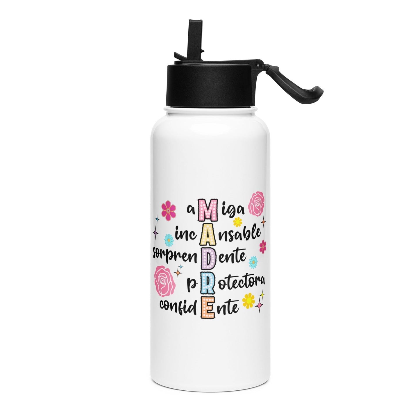 Madre Definition Stainless steel water bottle with a straw lid