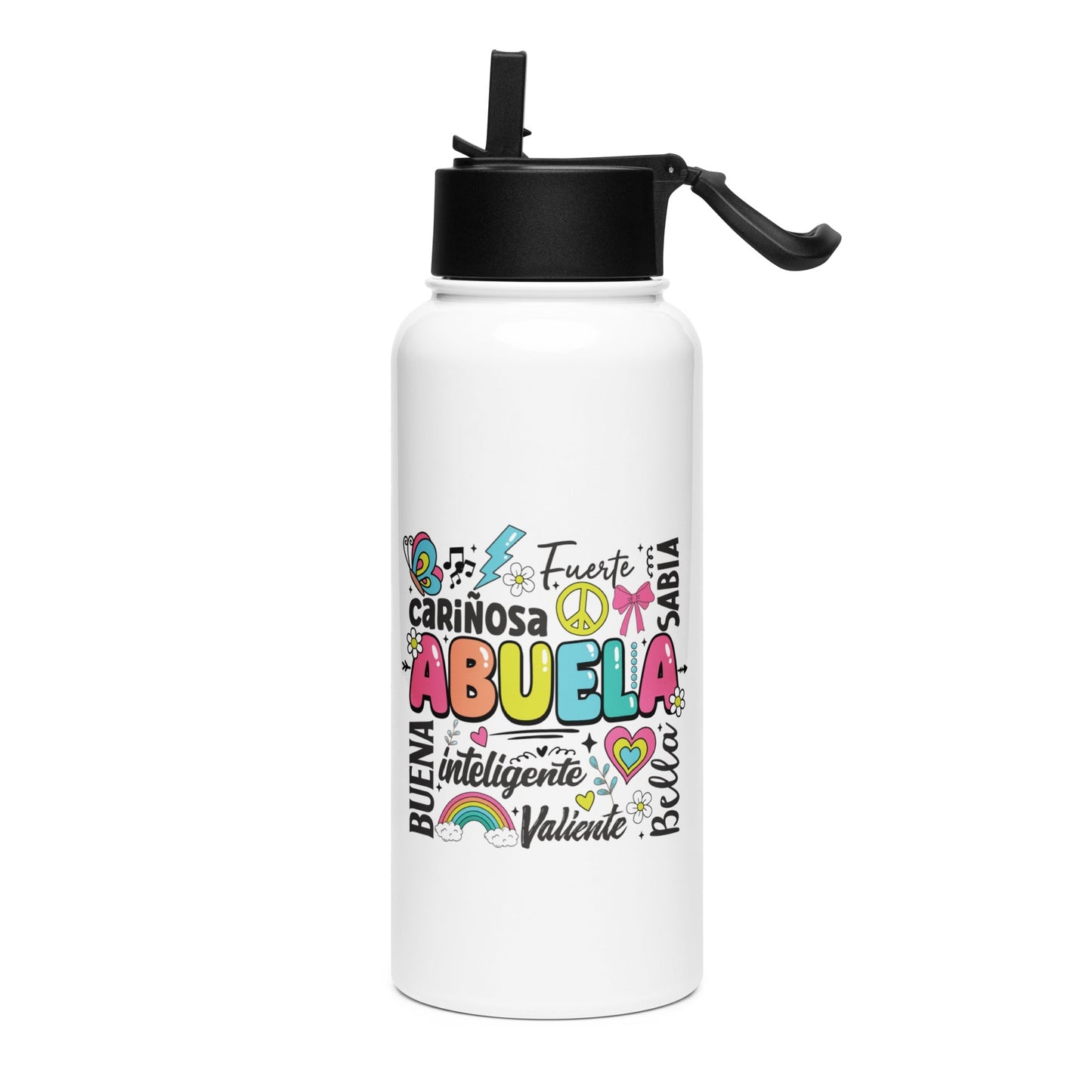 Abuela Definition Stainless steel water bottle with a straw lid