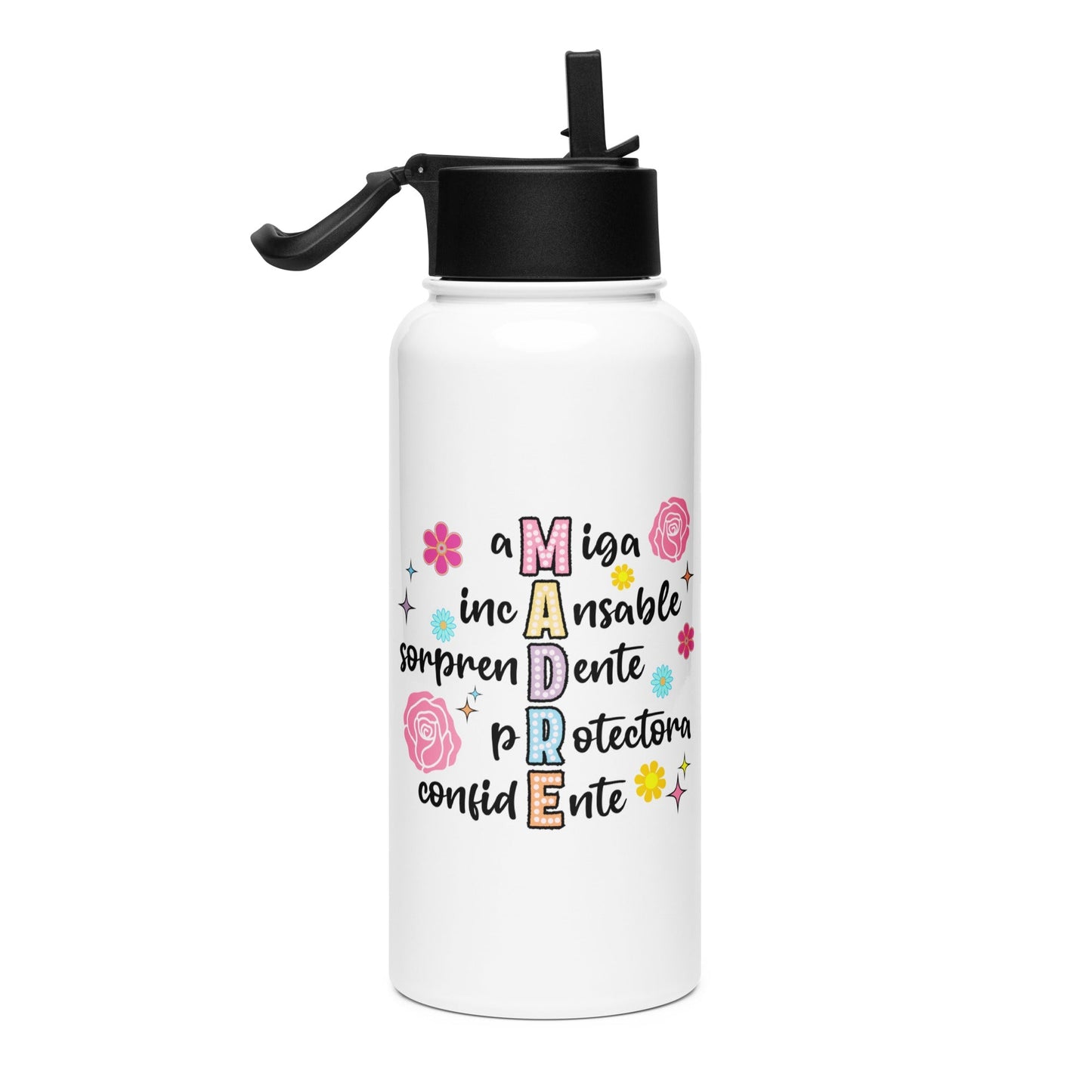 Madre Definition Stainless steel water bottle with a straw lid